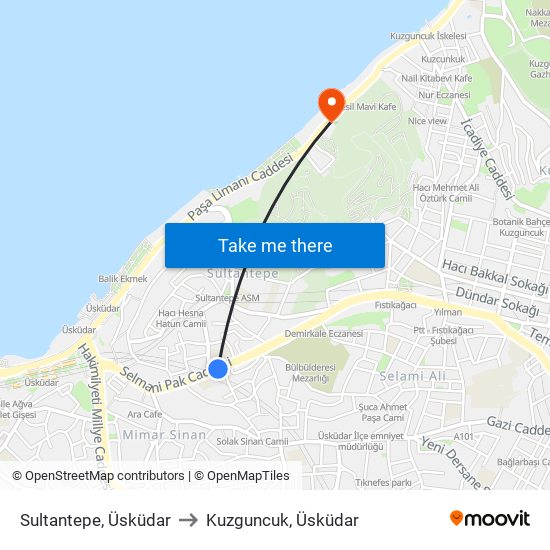 Sultantepe, Üsküdar to Kuzguncuk, Üsküdar map