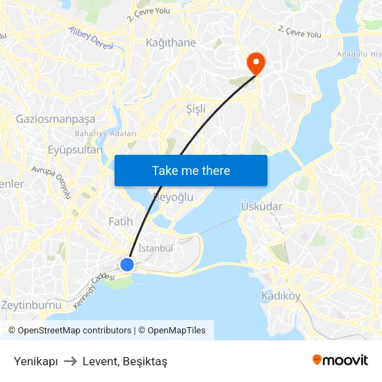 Yenikapı to Levent, Beşiktaş map