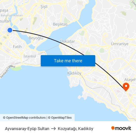 Ayvansaray-Eyüp Sultan to Kozyatağı, Kadıköy map