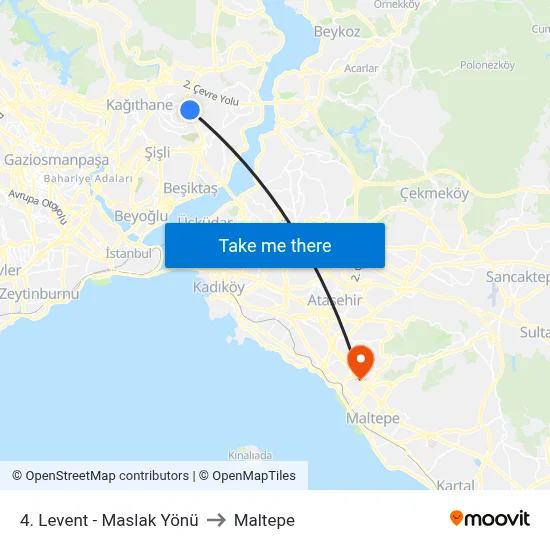 4. Levent - Maslak Yönü to Maltepe map