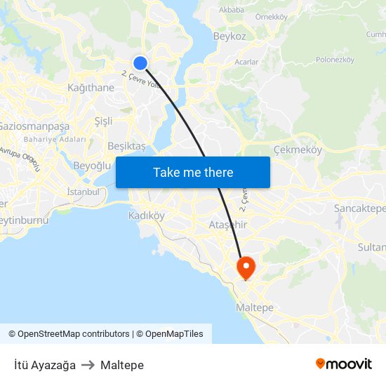 İtü Ayazağa to Maltepe map