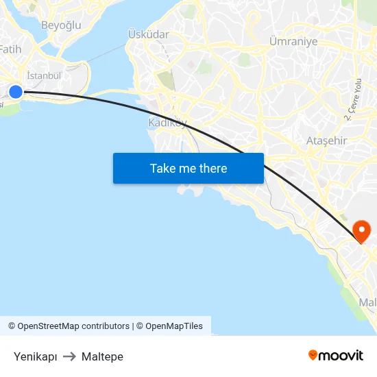 Yenikapı to Maltepe map