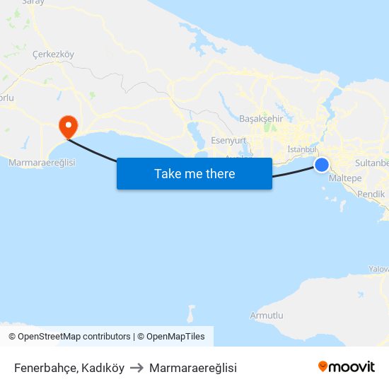 Fenerbahçe, Kadıköy to Marmaraereğlisi map