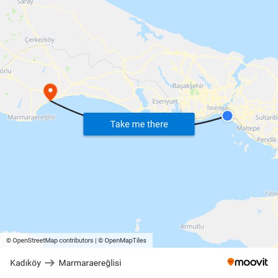 Kadıköy to Marmaraereğlisi map