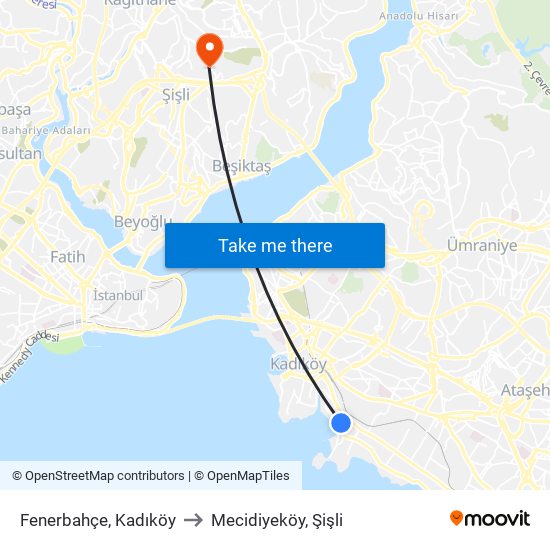 Fenerbahçe, Kadıköy to Mecidiyeköy, Şişli map