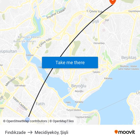 Fındıkzade to Mecidiyeköy, Şişli map