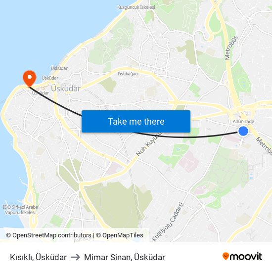 Kısıklı, Üsküdar to Mimar Sinan, Üsküdar map