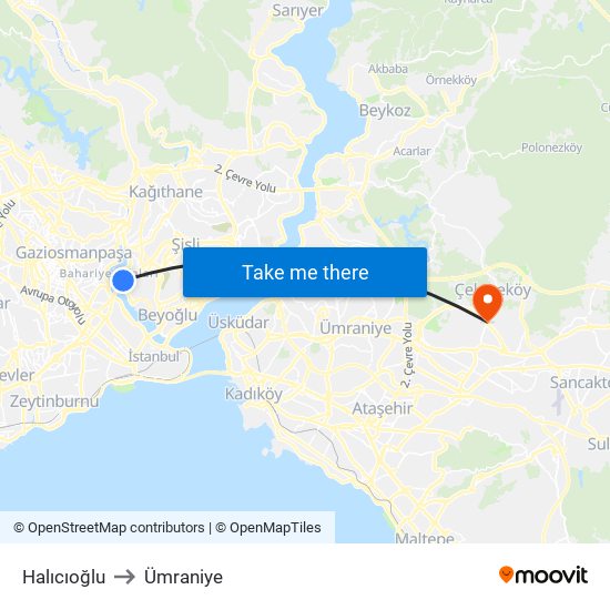Halıcıoğlu to Ümraniye map