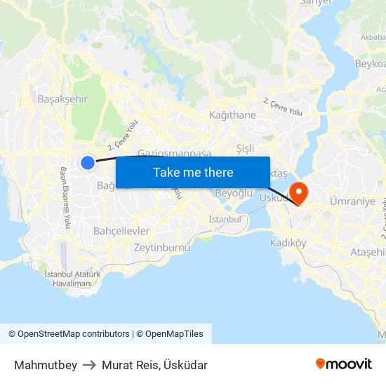 Mahmutbey to Murat Reis, Üsküdar map