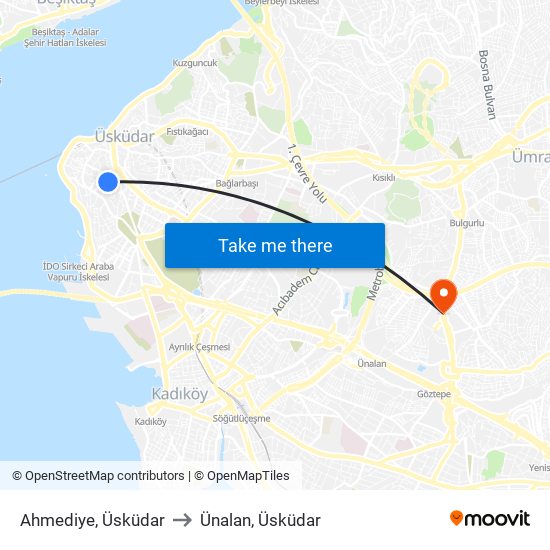 Ahmediye, Üsküdar to Ünalan, Üsküdar map
