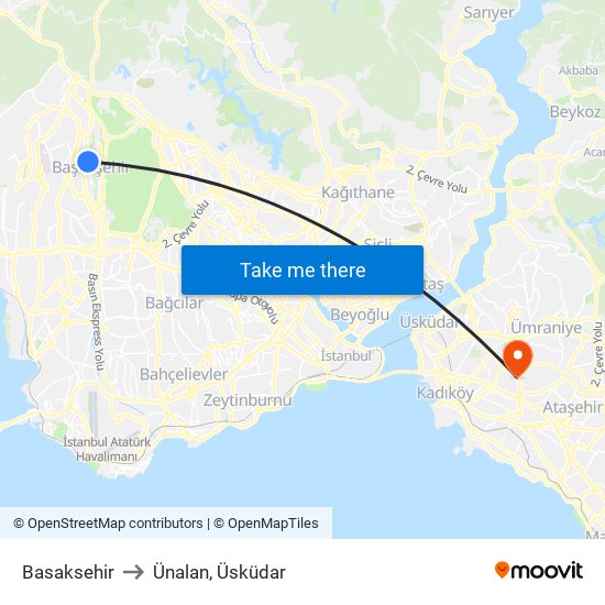 Basaksehir to Ünalan, Üsküdar map