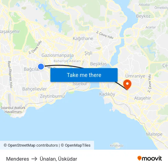 Menderes to Ünalan, Üsküdar map