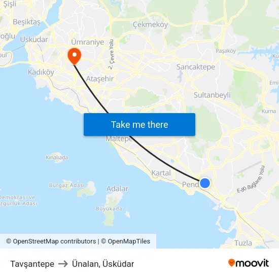 Tavşantepe to Ünalan, Üsküdar map