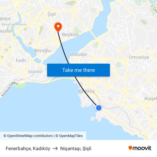 Fenerbahçe, Kadıköy to Nişantaşı, Şişli map