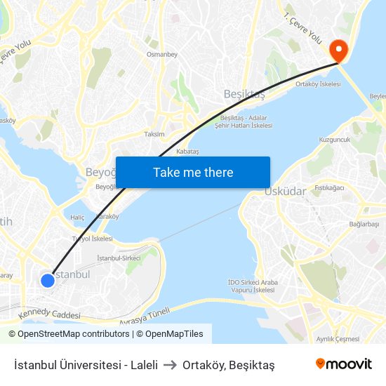 İstanbul Üniversitesi - Laleli to Ortaköy, Beşiktaş map