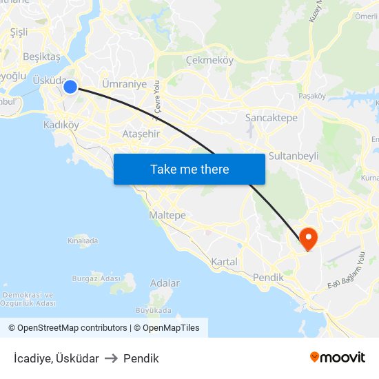 İcadiye, Üsküdar to Pendik map