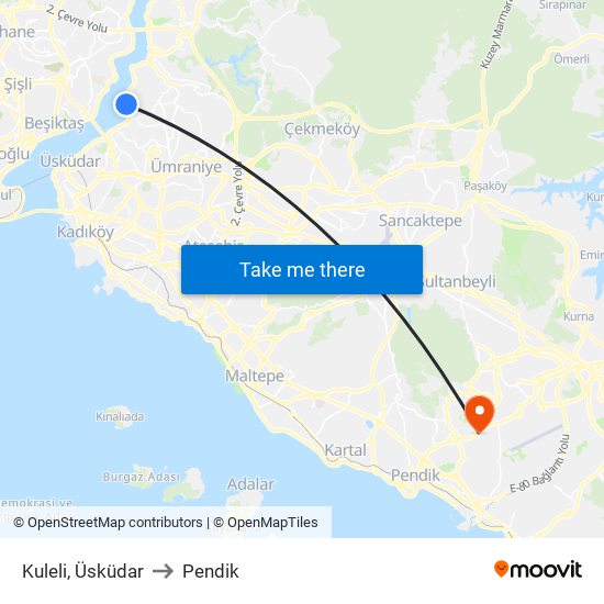 Kuleli, Üsküdar to Pendik map