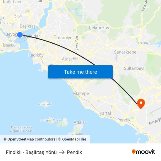 Fındıklı - Beşiktaş Yönü to Pendik map