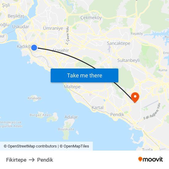 Fikirtepe to Pendik map