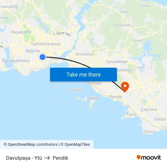Davutpaşa - Ytü to Pendik map