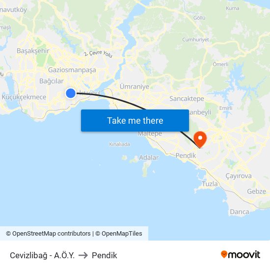 Cevizlibağ - A.Ö.Y. to Pendik map