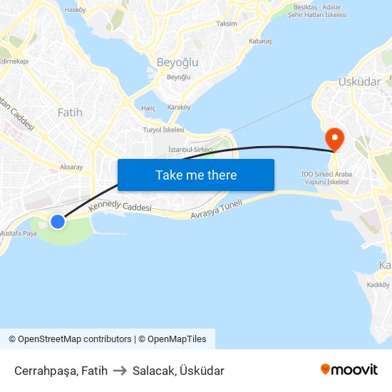 Cerrahpaşa, Fatih to Salacak, Üsküdar map