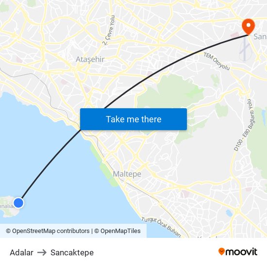 Adalar to Sancaktepe map