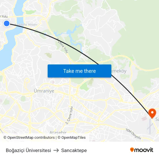 Boğaziçi Üniversitesi to Sancaktepe map