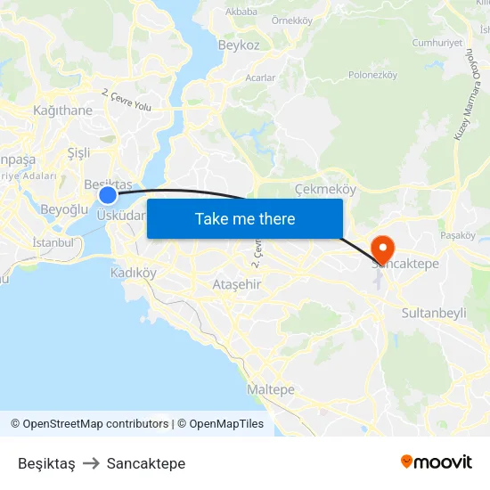 Beşiktaş to Sancaktepe map