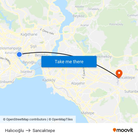Halıcıoğlu to Sancaktepe map