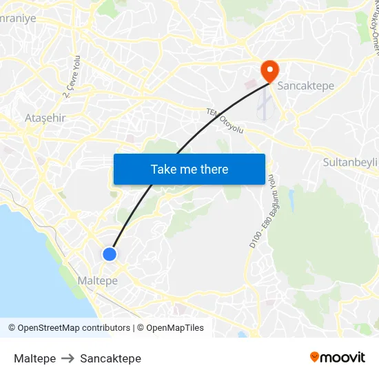 Maltepe to Sancaktepe map