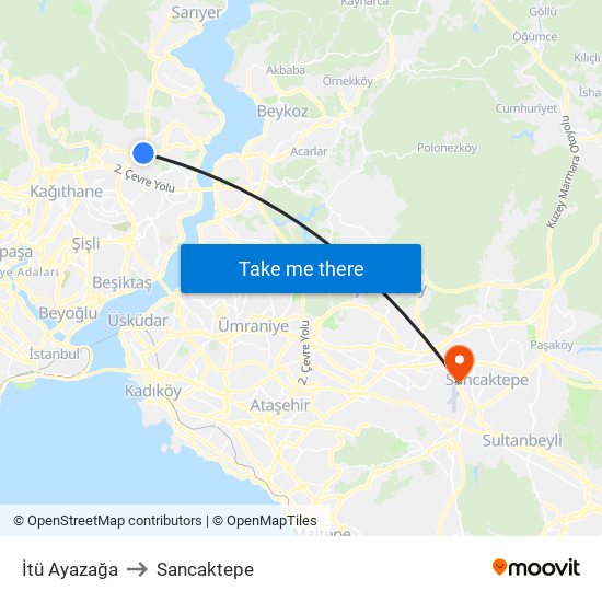 İtü Ayazağa to Sancaktepe map