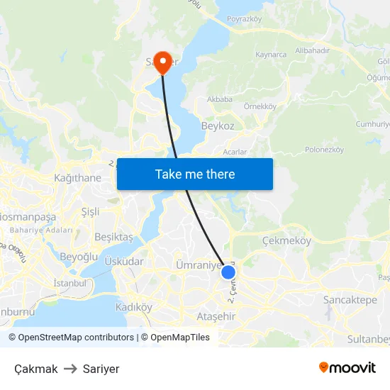Çakmak to Sariyer map