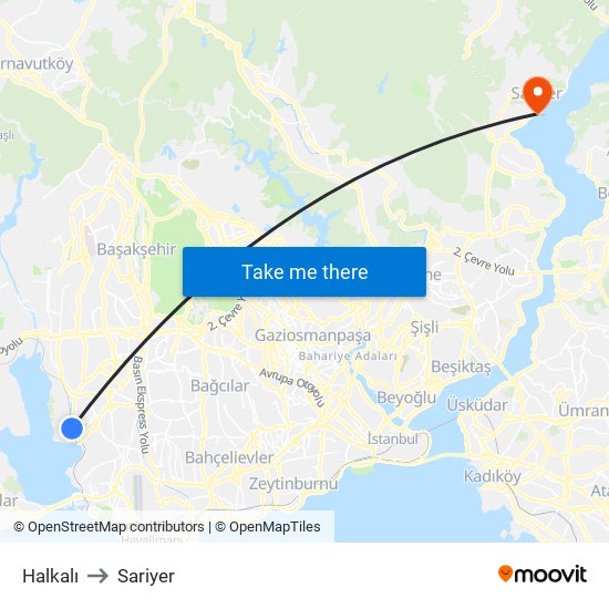 Halkalı to Sariyer map