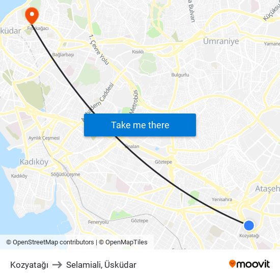 Kozyatağı to Selamiali, Üsküdar map