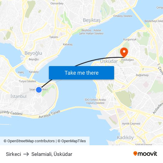 Sirkeci to Selamiali, Üsküdar map
