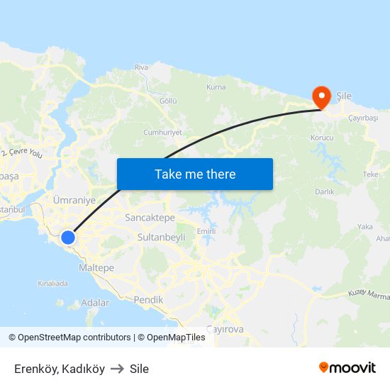 Erenköy, Kadıköy to Sile map