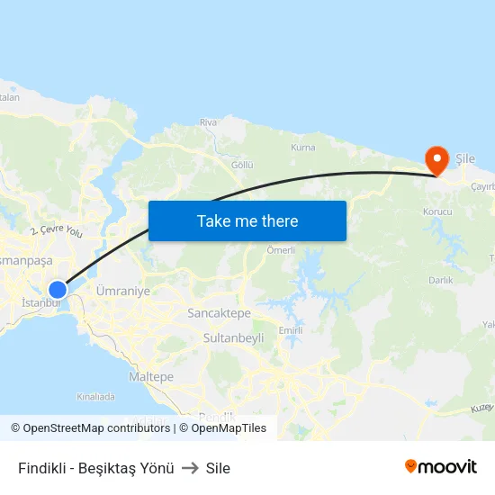 Fındıklı - Beşiktaş Yönü to Sile map