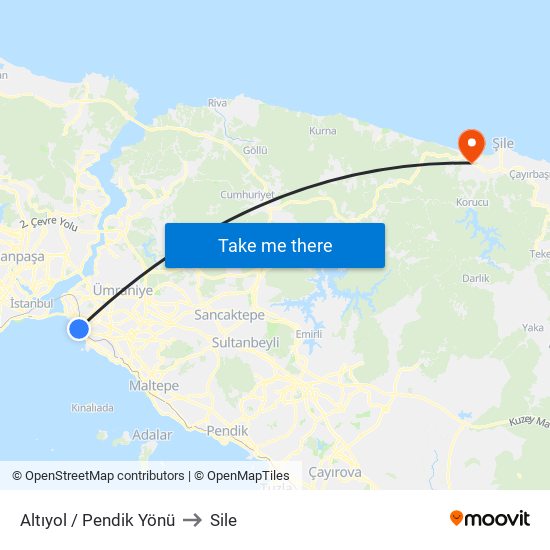 Altıyol / Pendik Yönü to Sile map