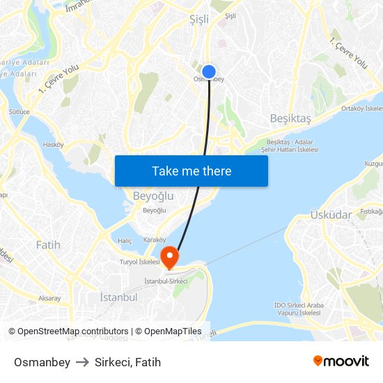 Osmanbey to Sirkeci, Fatih map