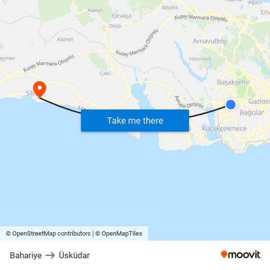 Bahariye to Üsküdar map