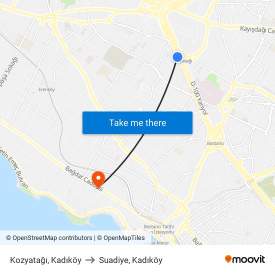 Kozyatağı, Kadıköy to Suadiye, Kadıköy map