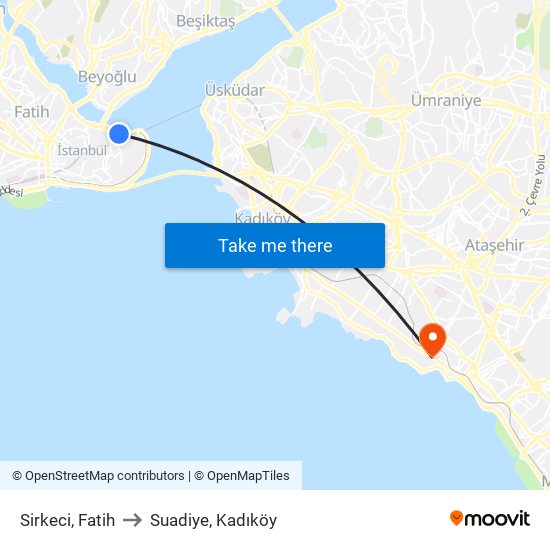 Sirkeci, Fatih to Suadiye, Kadıköy map