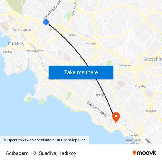 Acıbadem to Suadiye, Kadıköy map