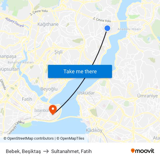 Bebek, Beşiktaş to Sultanahmet, Fatih map