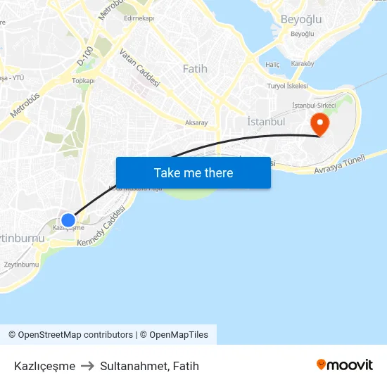 Kazlıçeşme to Sultanahmet, Fatih map