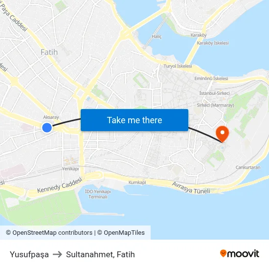 Yusufpaşa to Sultanahmet, Fatih map