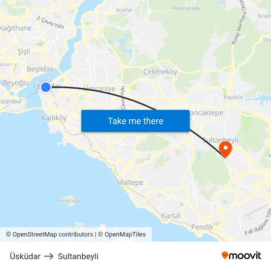 Üsküdar to Sultanbeyli map