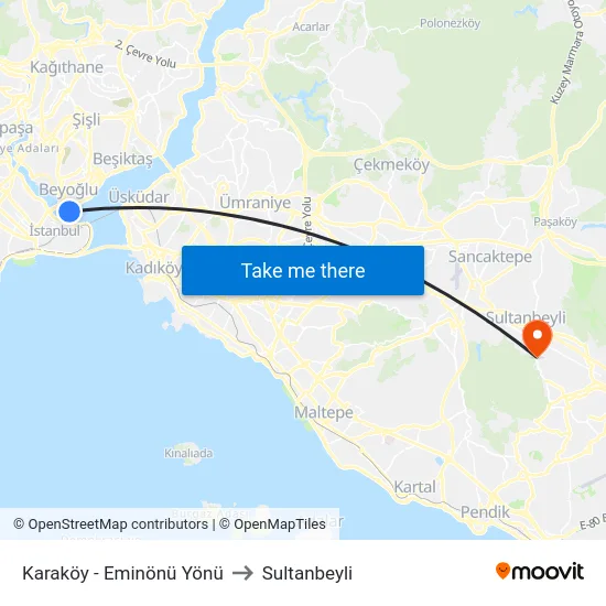 Karaköy - Eminönü Yönü to Sultanbeyli map