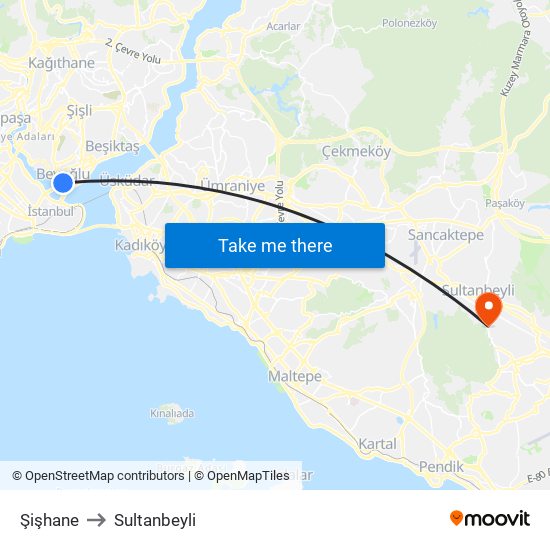 Şişhane to Sultanbeyli map